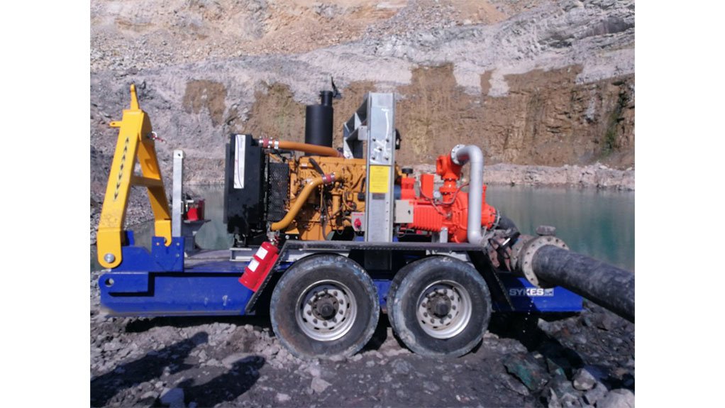  	DEWATERING An Allight Sykes XH150 trailer mounted pump being used for dewatering at the mine