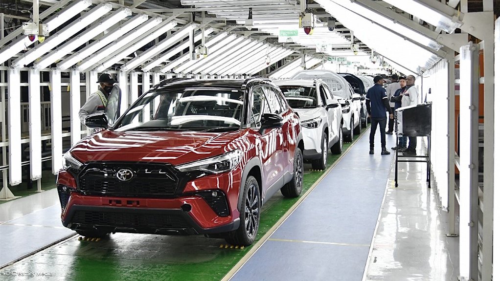 Vehicles on the assembly line at Toyota's Prospecton plant