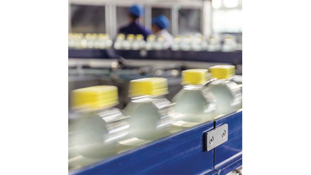 An image depicting bottled products on a moving conveyor belt