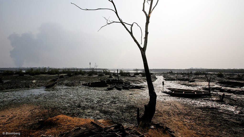 A photo of the damage done to Nigeria's environment as a result of oil spills