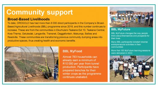 DRDGold's broad-based livelihoods programme is attracting thousands of participants.