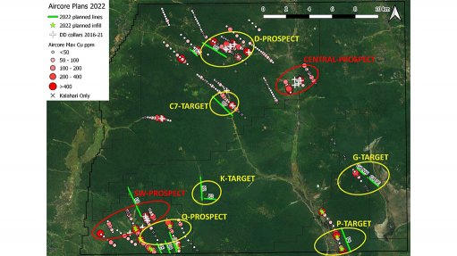PANGENI EXPLORATION
Location map for planned 2022 aircore drilling lines at priority prospects and targets

