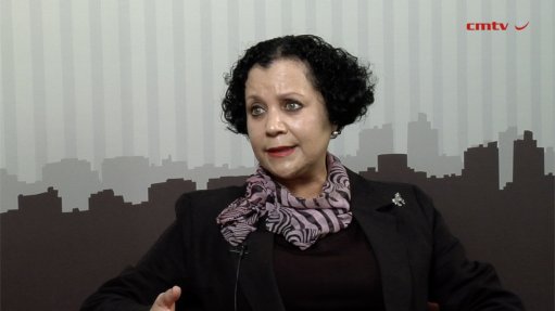 Screengrab of Adelaide Ruiters Mining & Exploration CEO and founder Adelaide Ruiters during a video interview in Creamer Media’s studio
