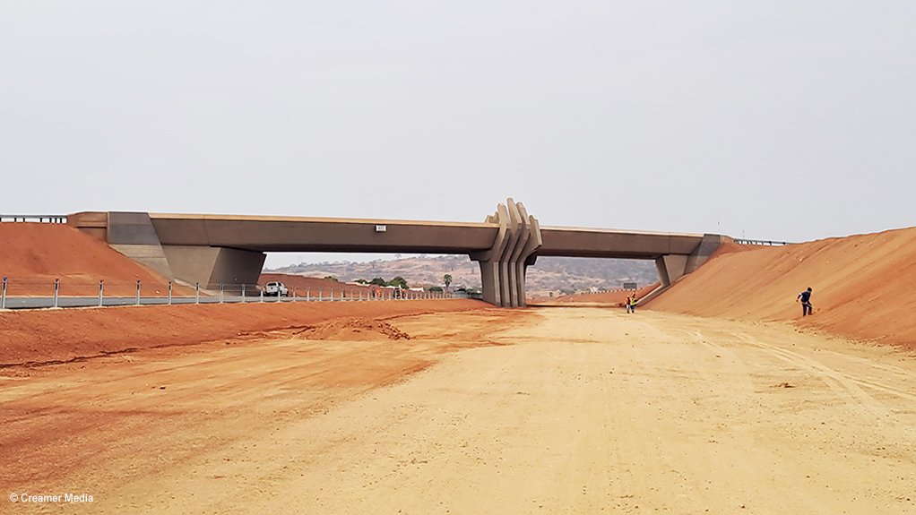 An image of the bridge at Nancefield interchange for the Musina Ring Road project 