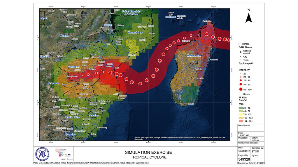 TYPICAL CYCLONE PATH 
Countries in the Southern African region are regularly subject to cyclone events

