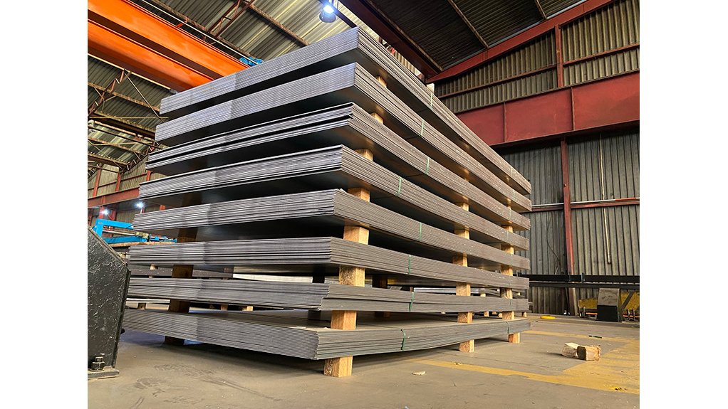 Image of cut steel in a facility 