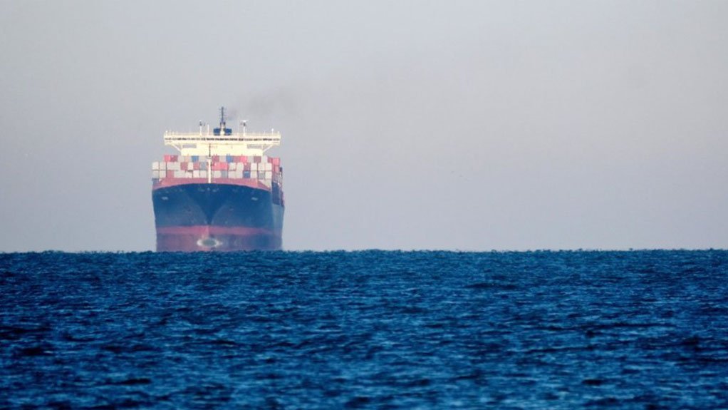 A photo of a container ship at sea