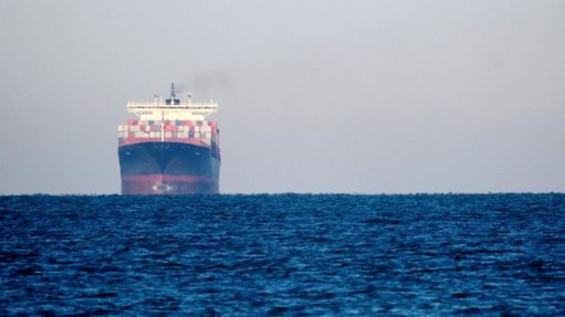 A photo of a container ship at sea
