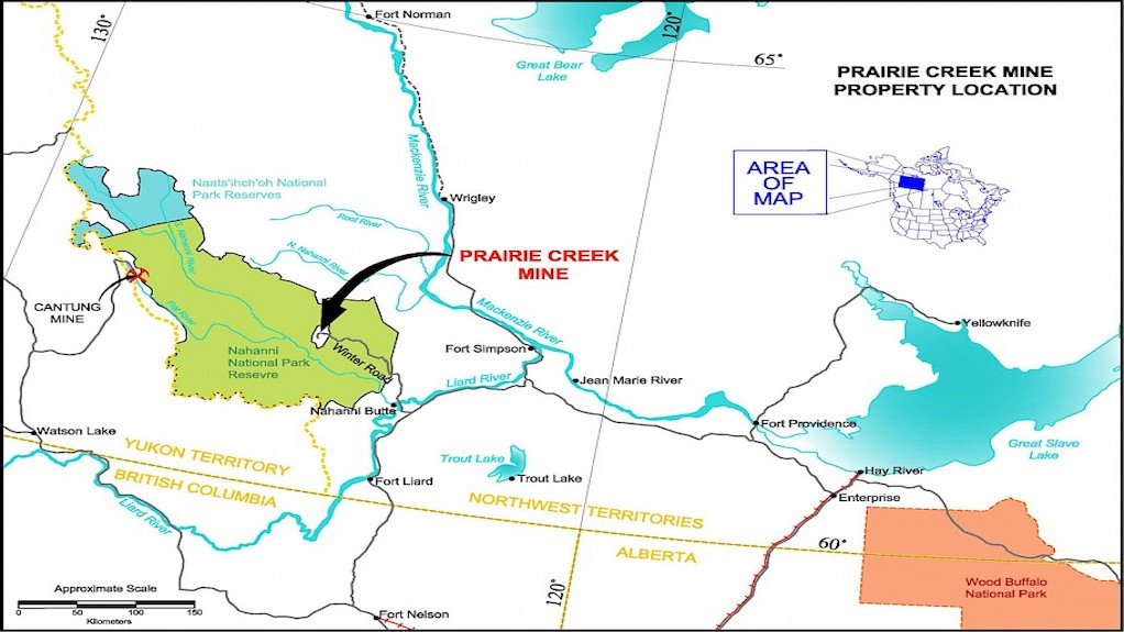 Location map of the Prairie Creek deposit