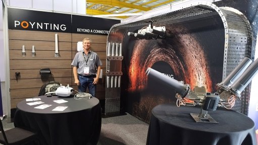 An image of Poynting Antennas CEO Stephen Froneman at Poynting Antennas' stand at the Electra Mining Expo