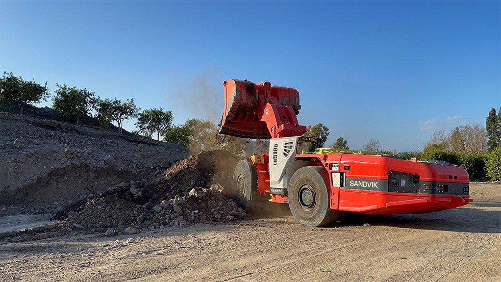 An image of Sandvik's 18 tonne capacity battery electric LH581B underground loader