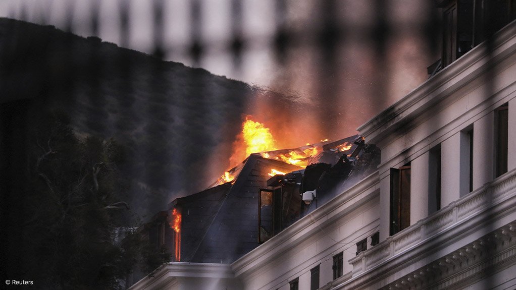 Parliament buildings gutted by fire 