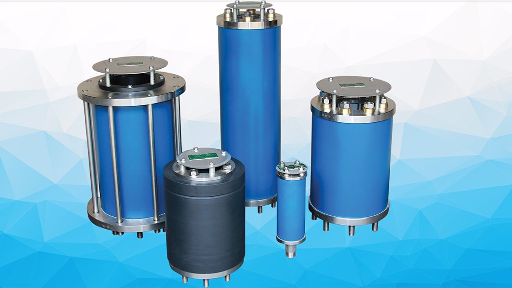 Four large valves on a blue chevron background made by Variant Air and distributed by Stewarts & Lloyds