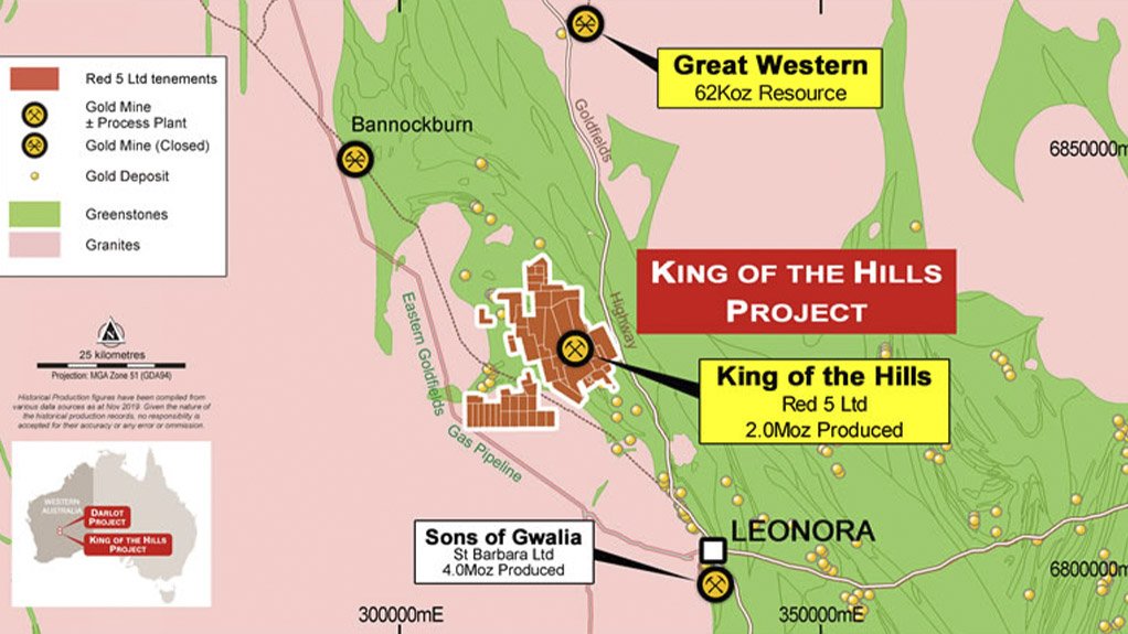 Location map of the King of the Hills gold project