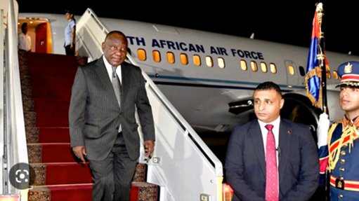 President Cyril Ramaphosa arriving in Egypt for COP27.