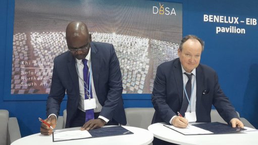 DBSA CEO Patrick Dlamini and EIB VP Ambroise Fayolle at the signing ceremony in Egypt