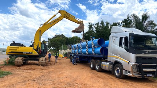 Image of integrated piping systems being delivered 