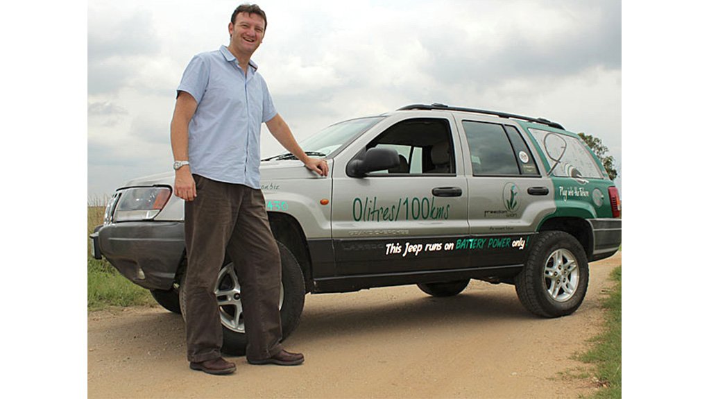 English with his Jeep Cherokee which he converted to an Electric Vehicle in 2009.