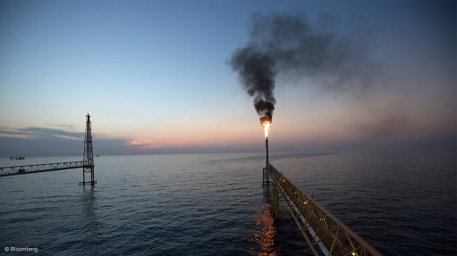 Image shows offshore oil and gas operation