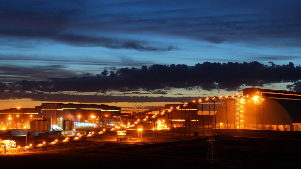 Image shows the Oyu Tolgoi concentrator at night