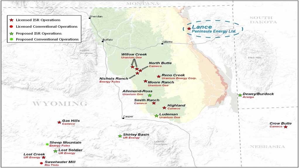 Location map of the Lance Projects
