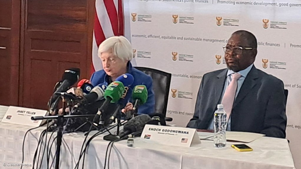 US Secretary of the Treasury Janet Yellen and South African Finance Minister Enoch Godongwana