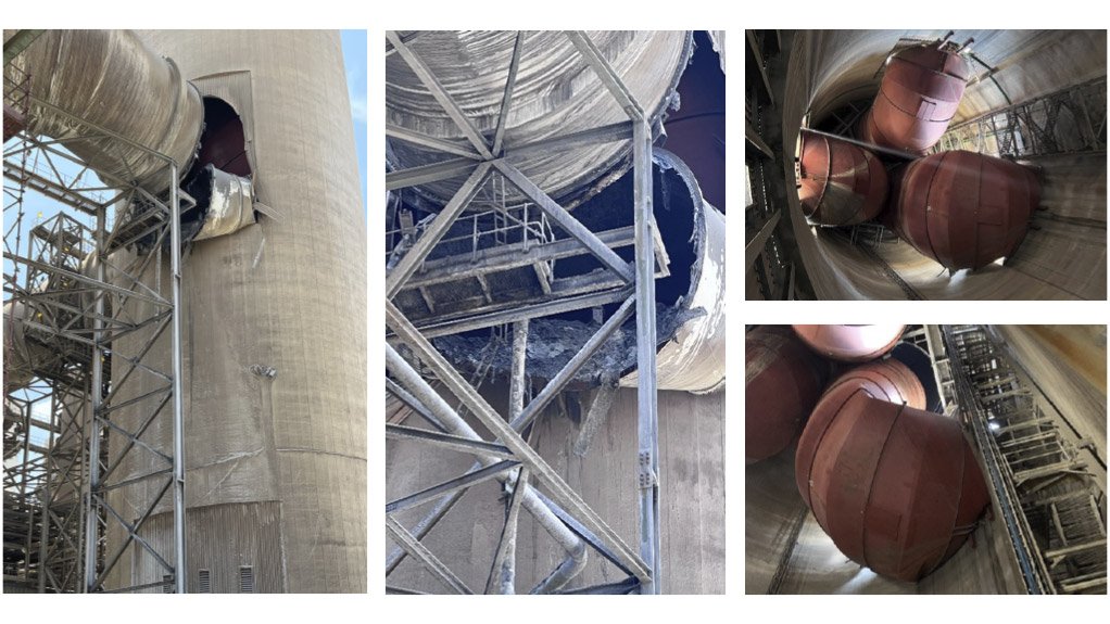 At approximately 09:45AM on Sunday the 23rd October 2022 while Kusile unit 1 was on a forced outage, the flue duct experienced a structural failure on the horizontal rubber expansion joint, as well as on the rubber expansion joint at the 55m level. 
