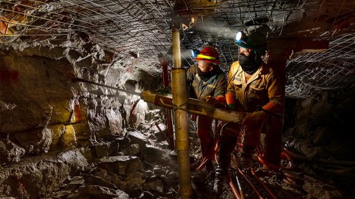 Underground drilling under way at Harmony's Great Noligwa gold mine.