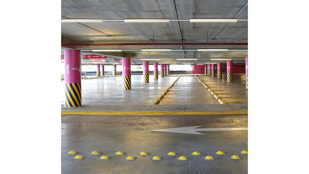 An image of Spazio's Easybat ambient lights used in a car park 