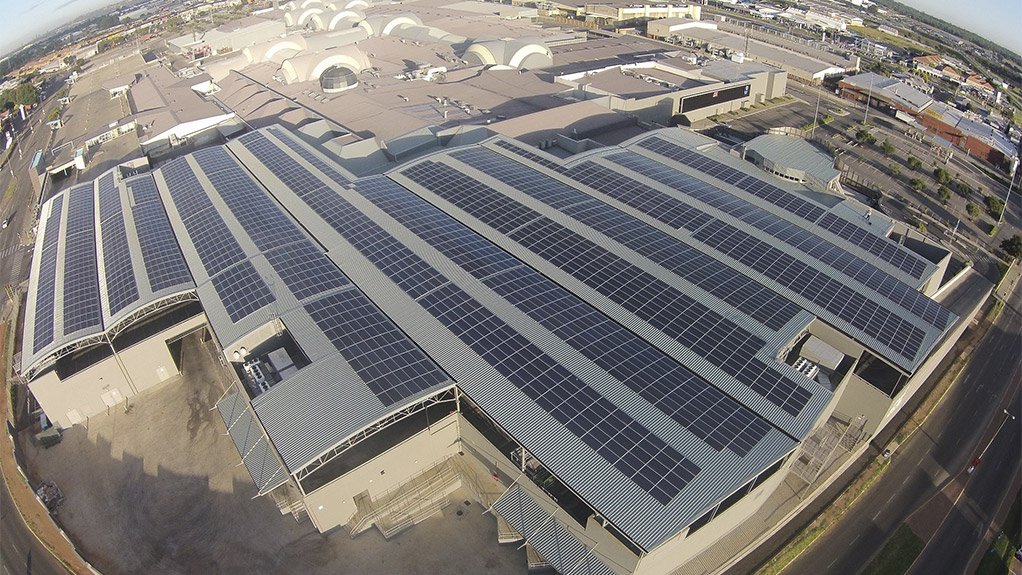 An image showing solar installation on the East Rand Mall 