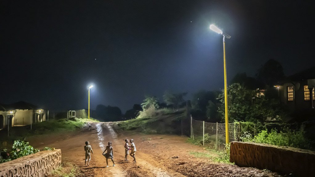 The solar-powered streetlights on GRP poles create a safe environment for women and children, and visibility of pedestrians at night