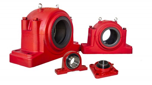 Red bearing block units and housings.