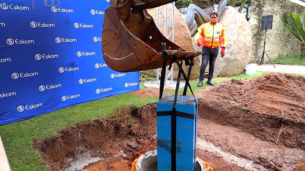 Recovering the time capsule at an event held at Megawatt Park on February 15 