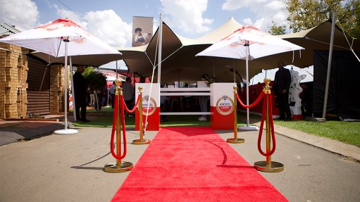 A red carpet leading up to a newly revamped Tavern, The Spot 1818, in Soweto, as part of Heineken South Africa's Taverns of the Future initiative 