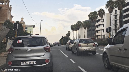 An intersection with traffic lights not working as a result of loadshedding