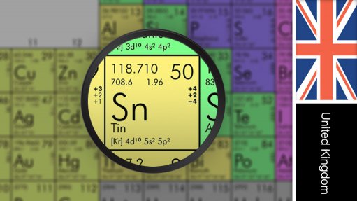 Image of UK flag and periodic table symbol for tin