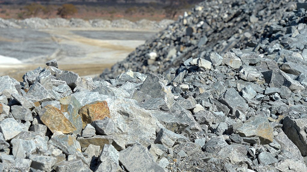 Image shows lithium ore stockpiles 