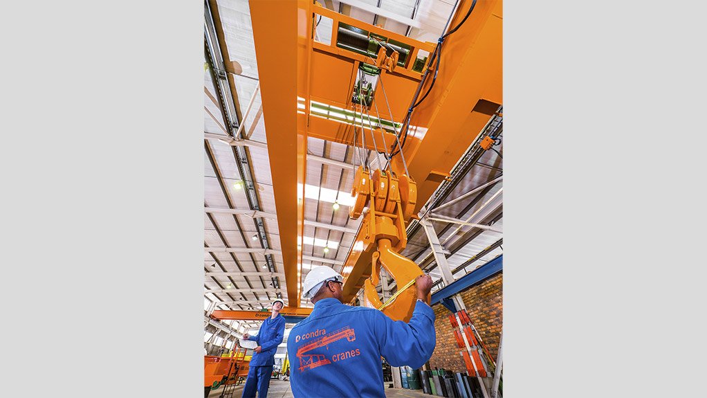 Typical overhead crane under test in Condra’s factory
