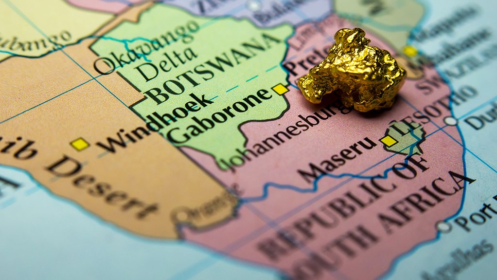 An image showing a gold nugget on a map of the region 