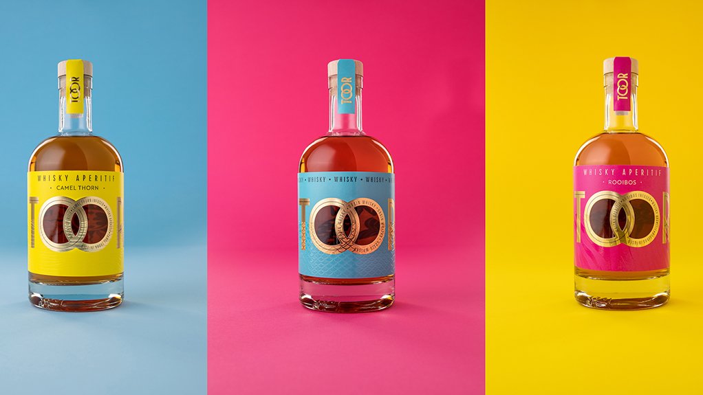 The colorful bottles with Toor whisky in nclude Camel Thorn and Rooibos flavors
