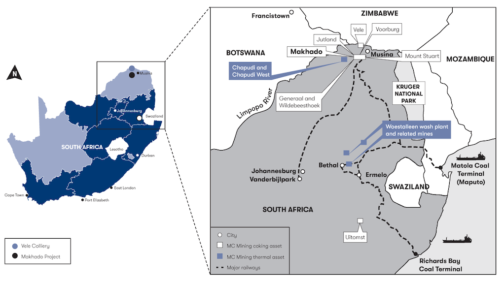 Location map of the Makhado project