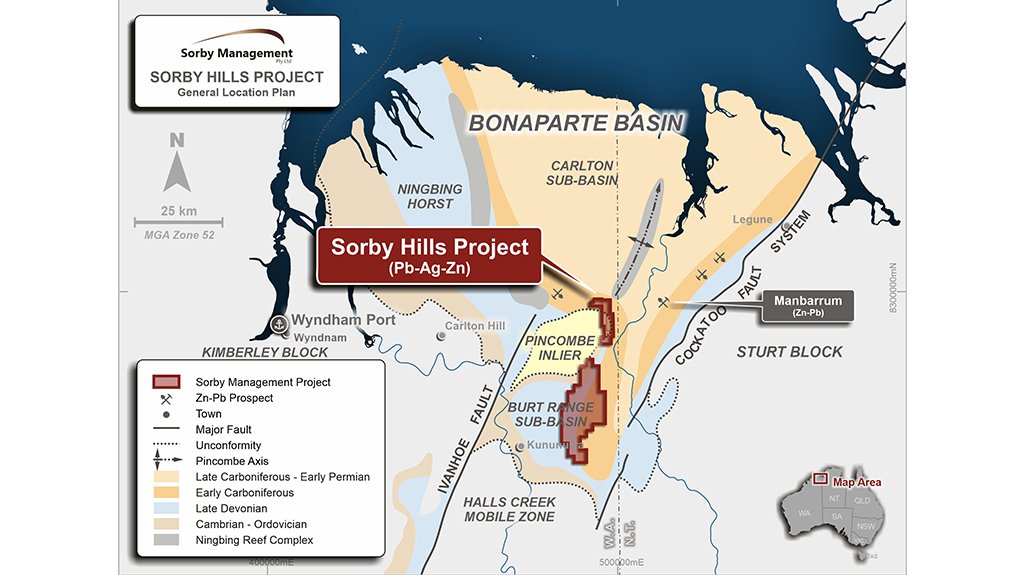 Location map of the Sorby Hills project