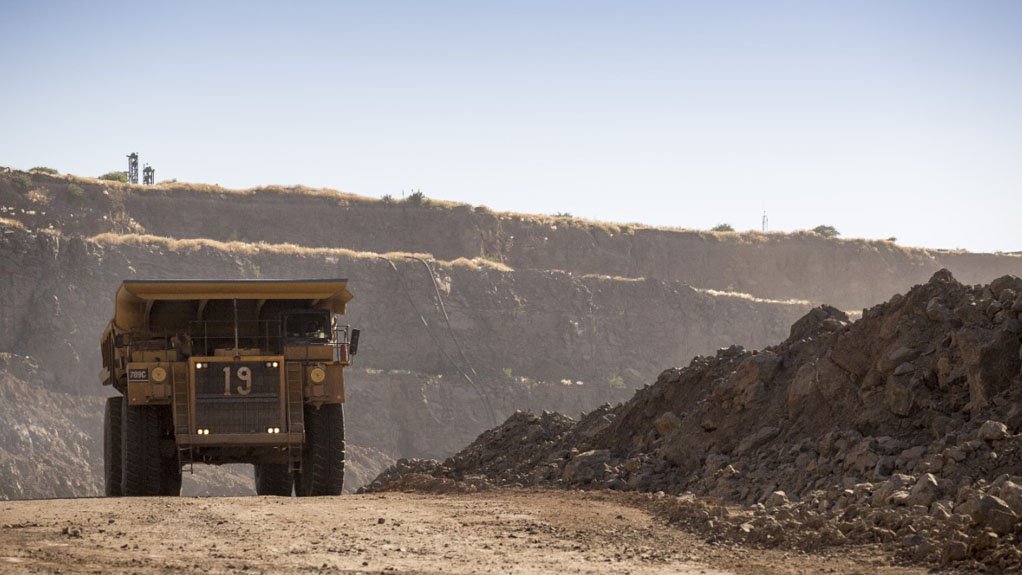 A truck at the Damtshaa openpit mine in Botswana