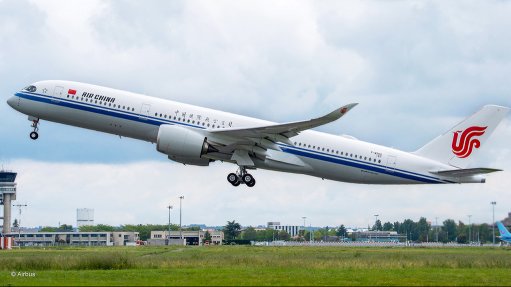 An Air China Airbus A350-900 takes off on its delivery flight from Toulouse, in France
