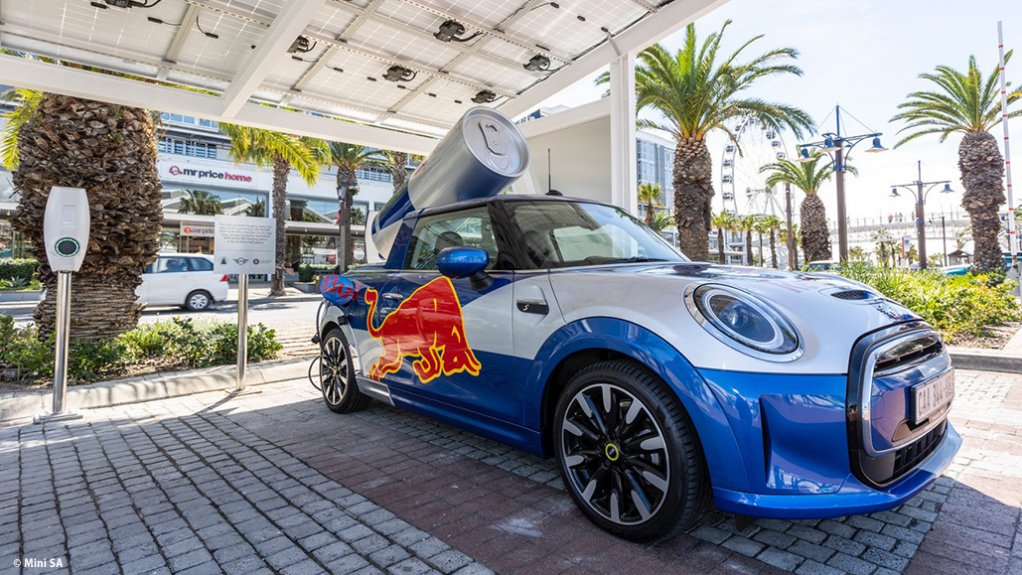 Image of the new Mini-Red Bull solar charging station in Cape Town