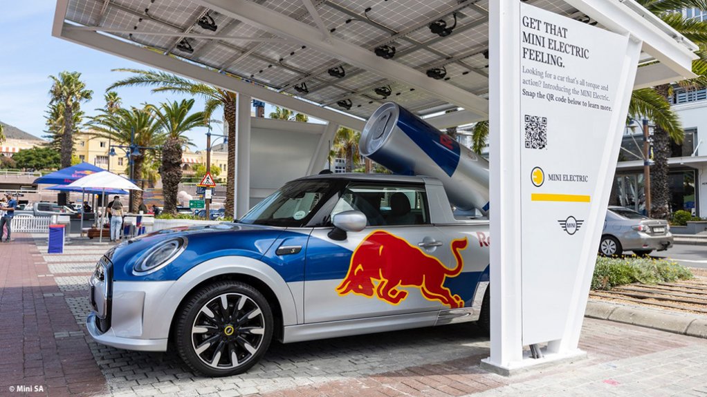 Image of the new Mini-Red Bull solar charging station in Cape Town