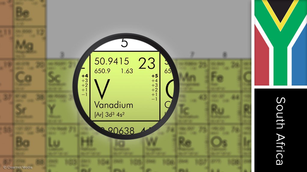 Image of South African flag and periodic table symbol for vanadium