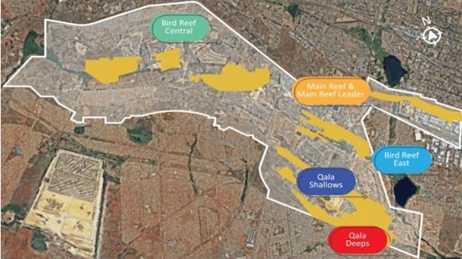 Map of Witwatersrand Basin Project's mining tenements
