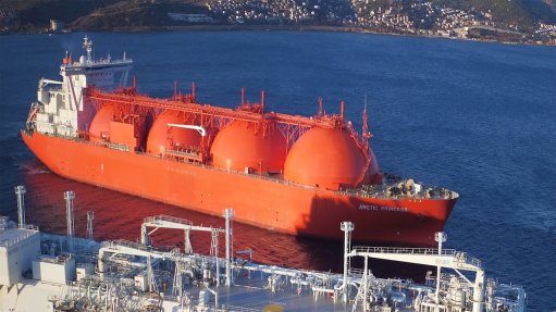 Image of an LNG ship docking at the Matola LNG terminal