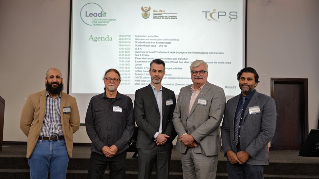 Muhammed Patel, Hilton Trollip, Dr Aaron Maltais, Håkan Juholt and Mahendra Shunmoogam at consultaiton on the decarbonisation of the steel value chain